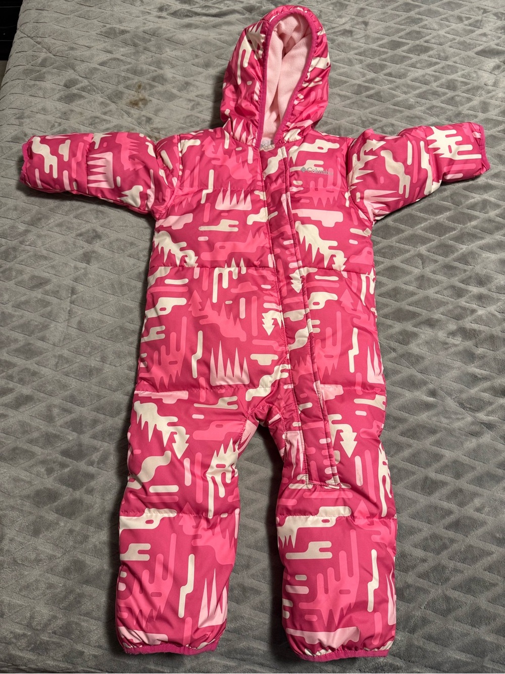 Columbia Pink and Cream Hooded Infant Bunting Snowsuit